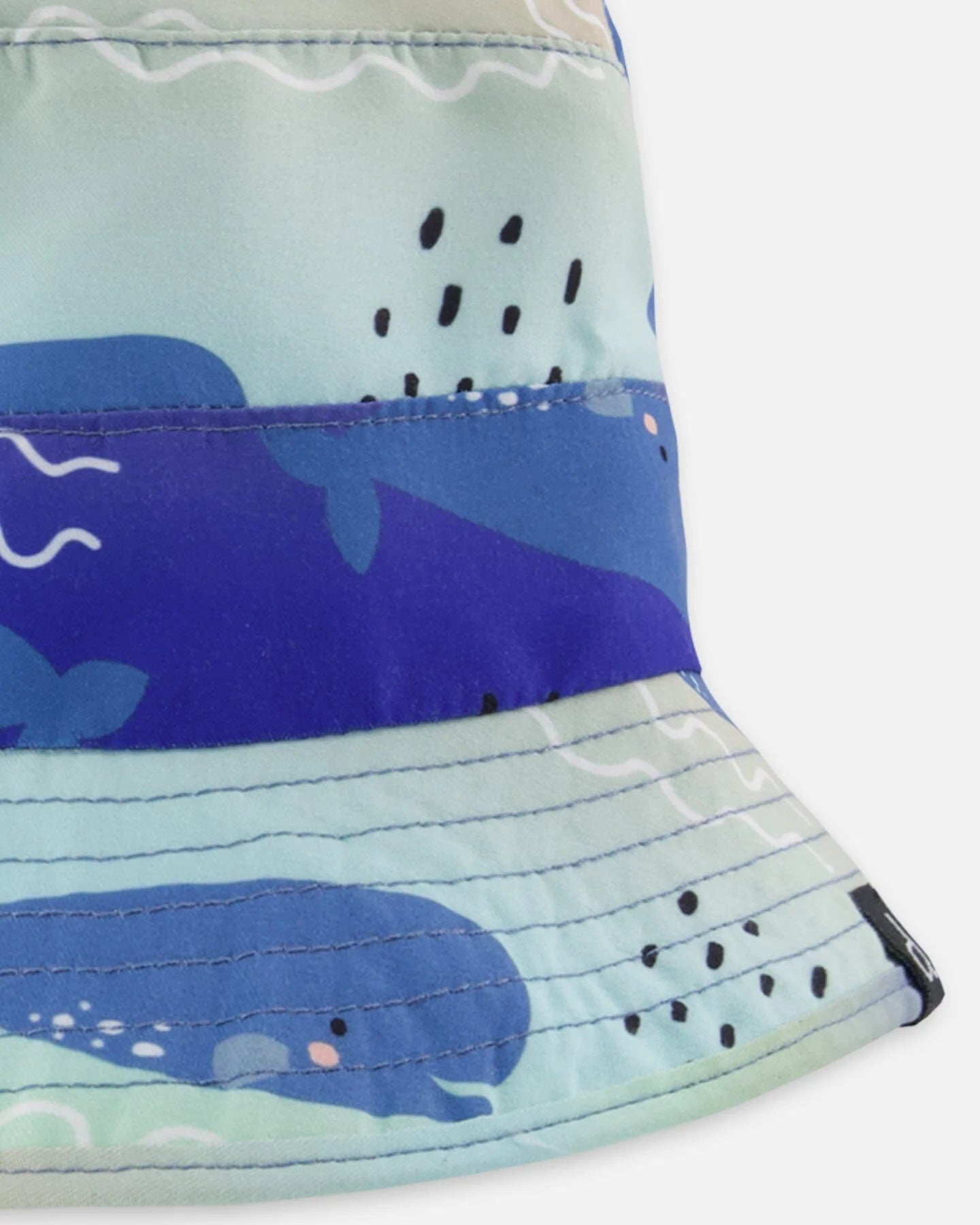 Chapeau de plage en polyester recyclé bleu imprimé baleines