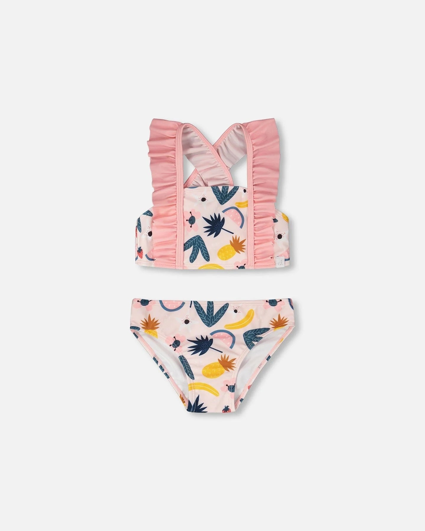 Maillot de bain deux-pièces rose imprimé fruits