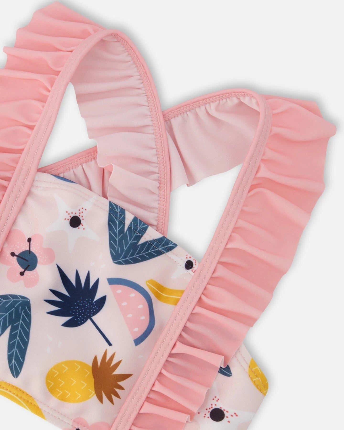 Maillot de bain deux-pièces rose imprimé fruits