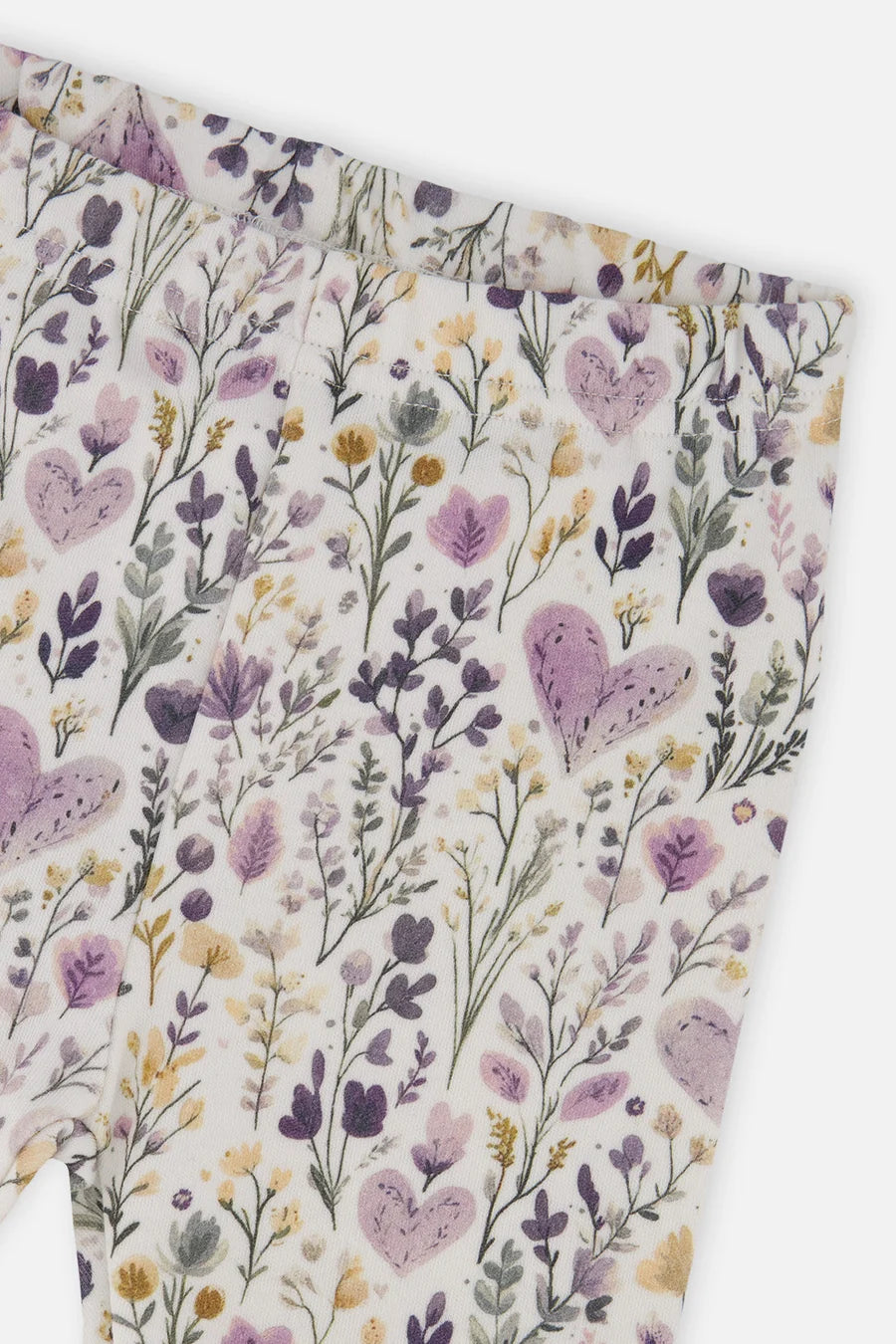 Ensemble tunique peplum et legging vert et beige imprimé cœurs en coton biologique