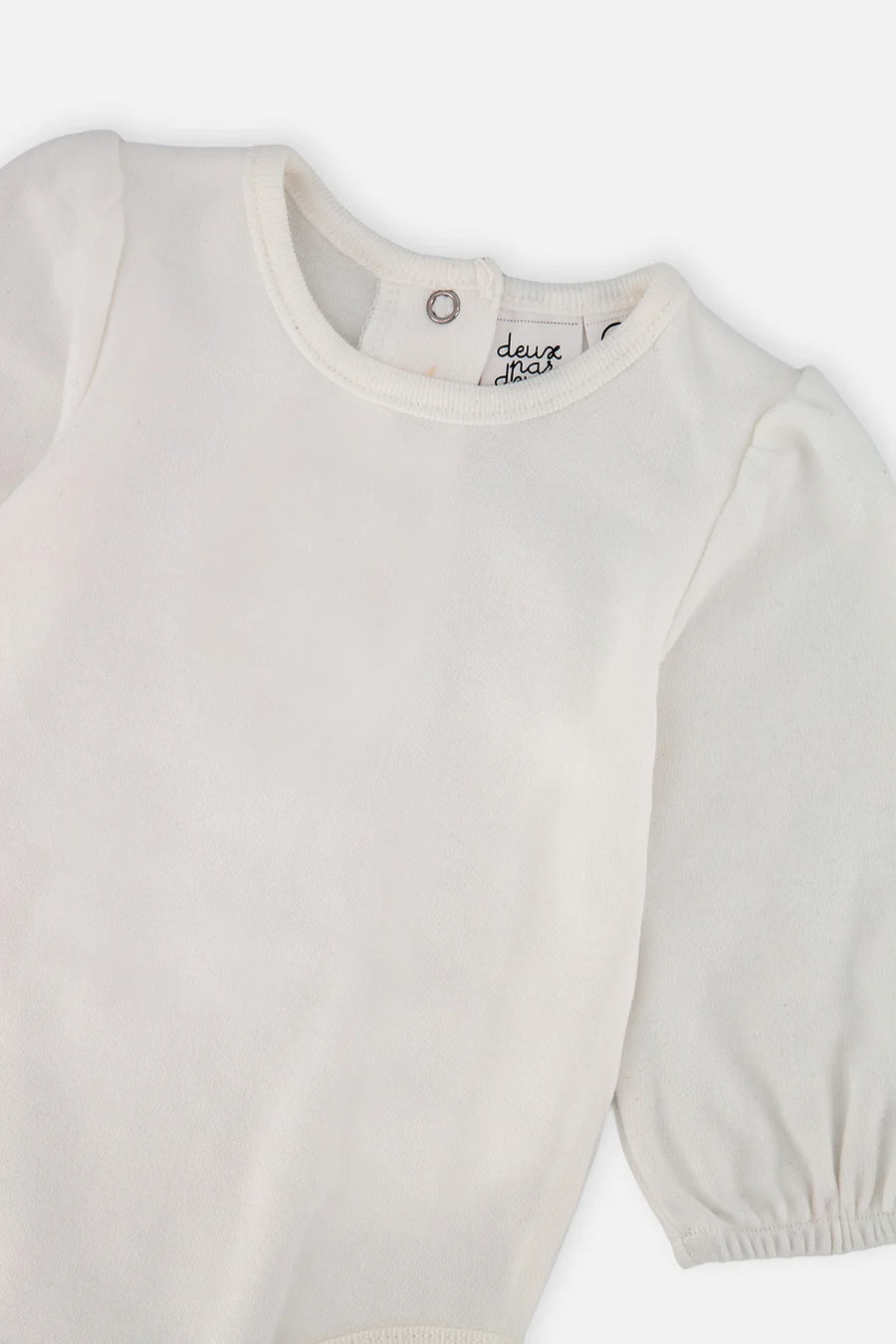 Ensemble cache-couche et salopette violet imprimé fleurs en coton biologique