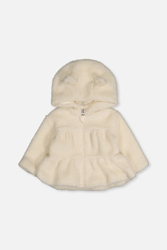 Veste zippée en sherpa blanc cassé