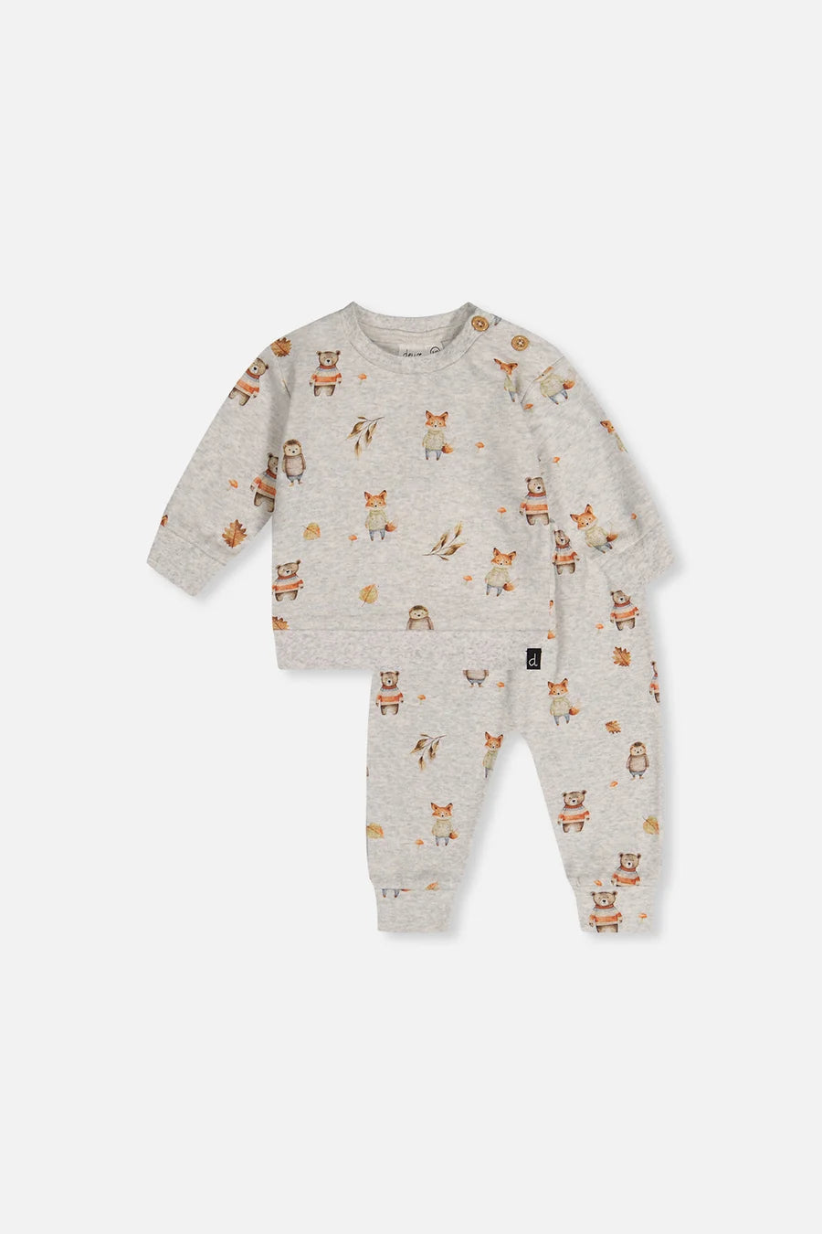 Ensemble pantalon et pull beige imprimé animaux en coton biologique