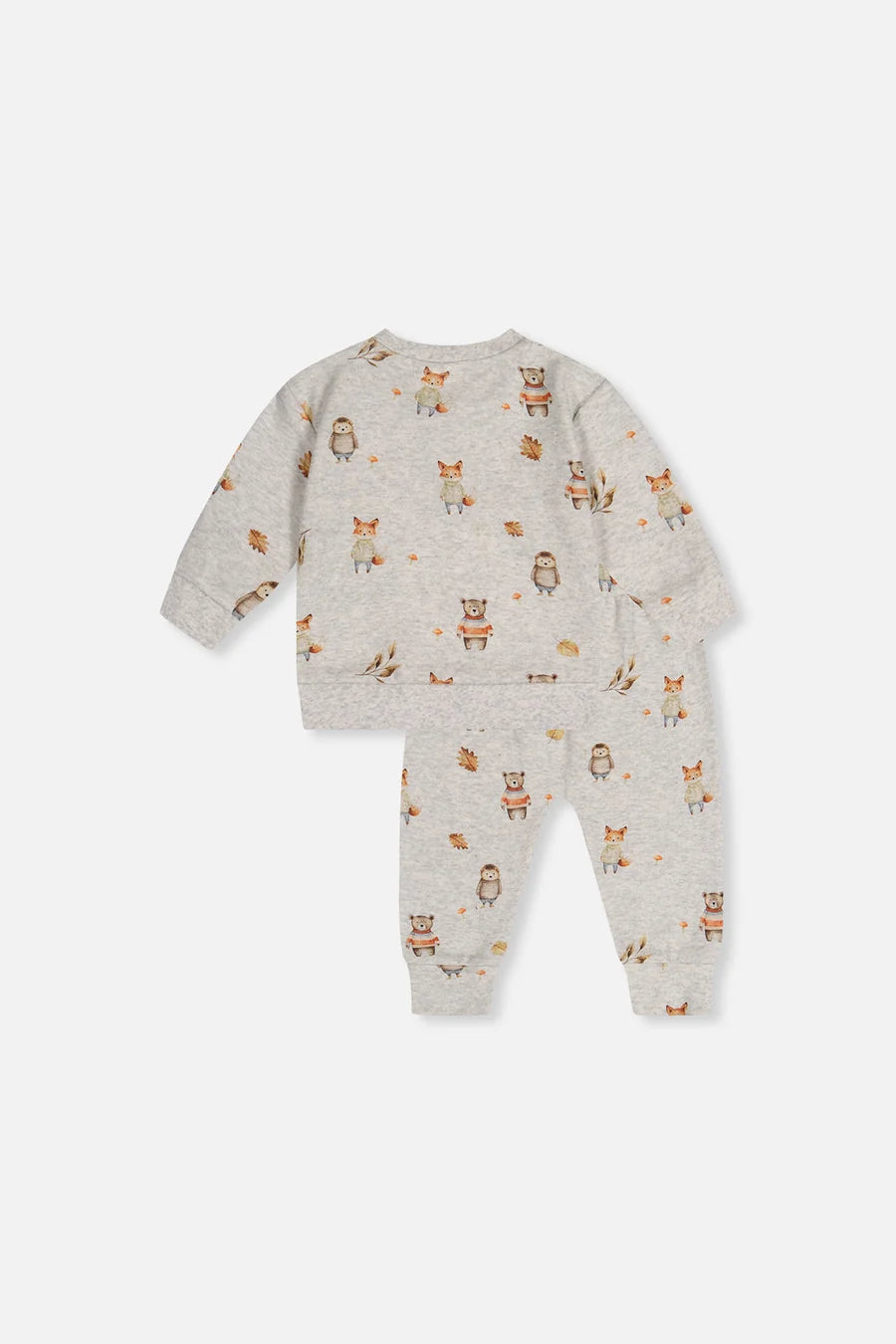 Ensemble pantalon et pull beige imprimé animaux en coton biologique