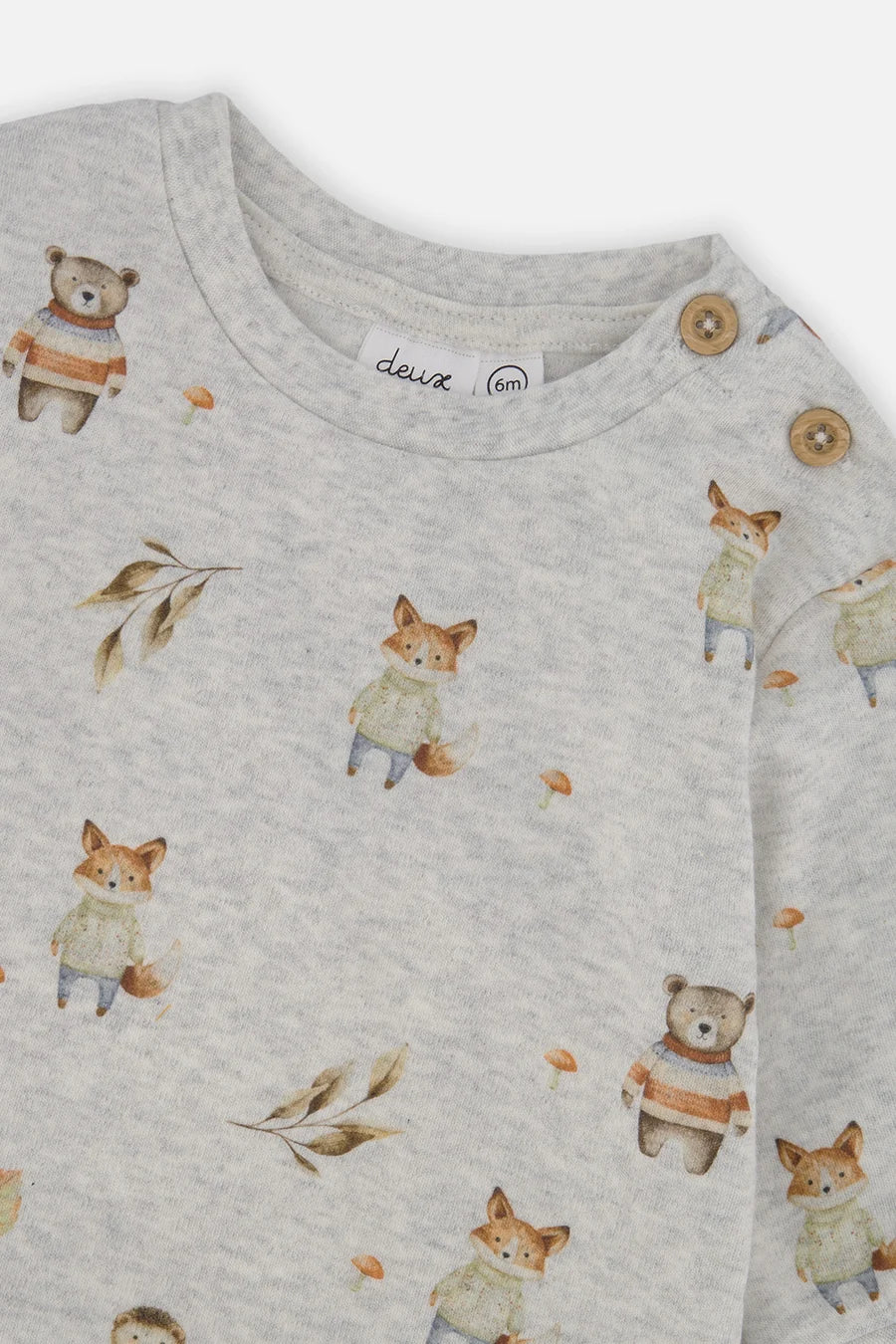 Ensemble pantalon et pull beige imprimé animaux en coton biologique