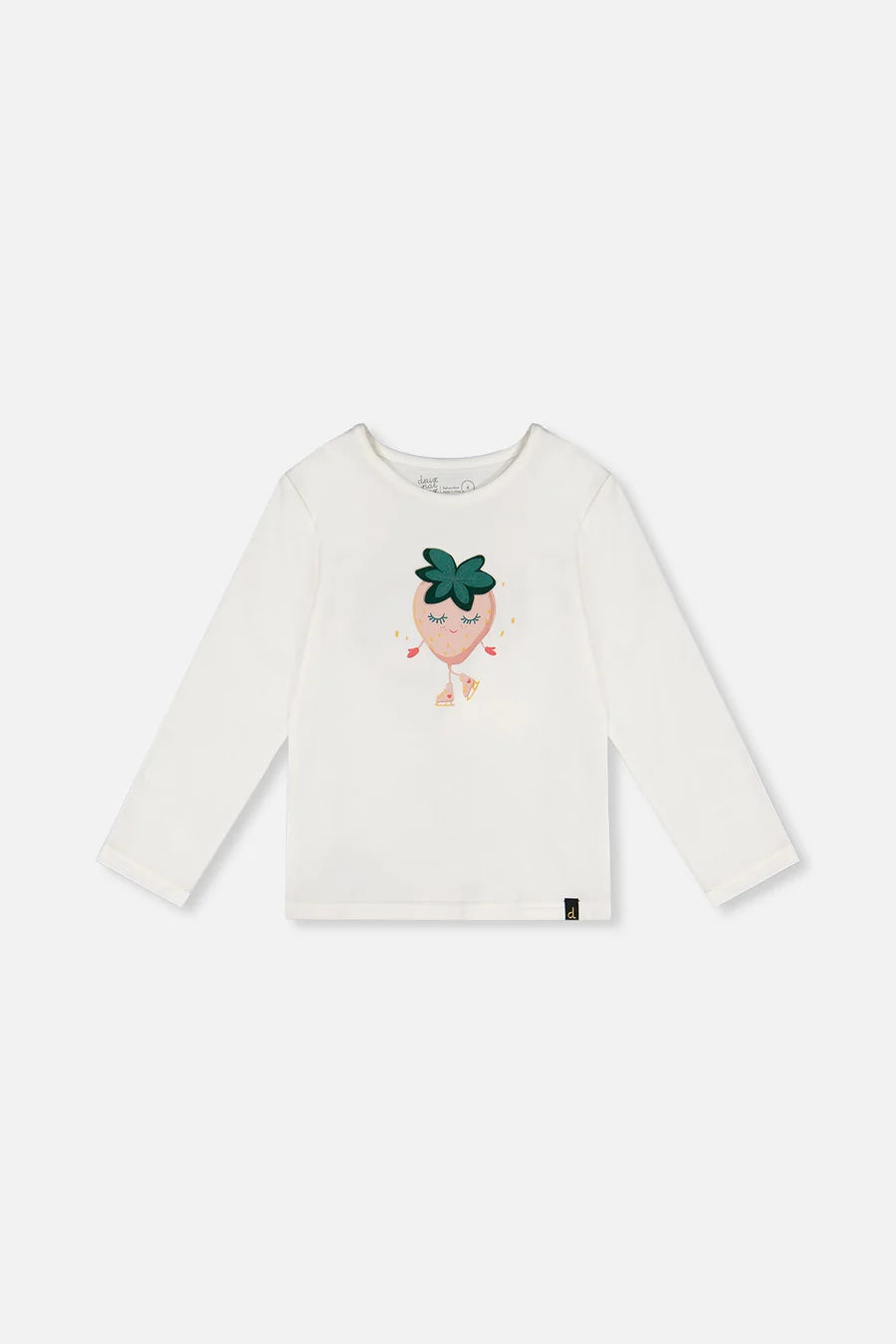 T-shirt fraise manches longues blanc cassé en coton biologique