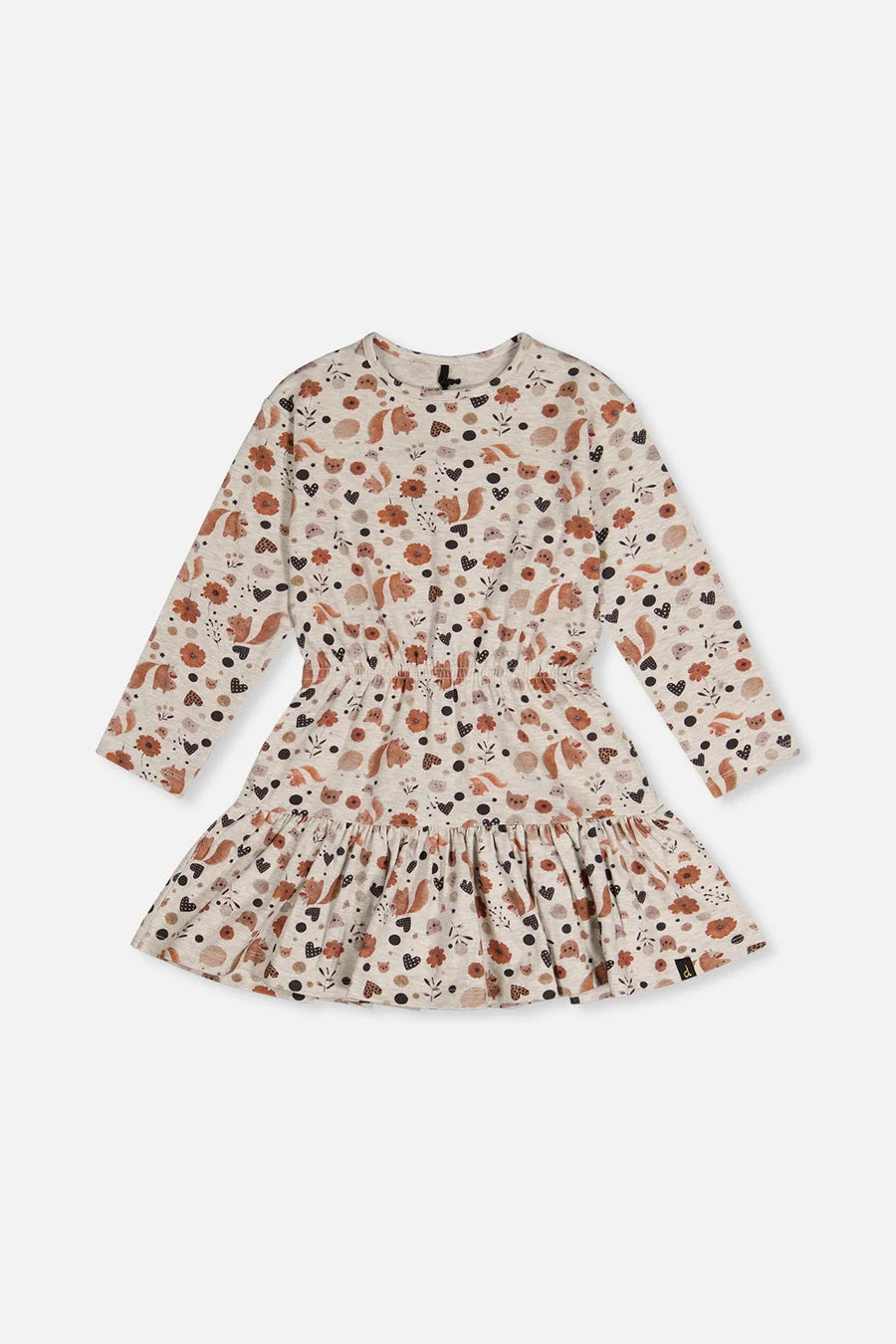 Robe beige imprimé écureuils en coton biologique