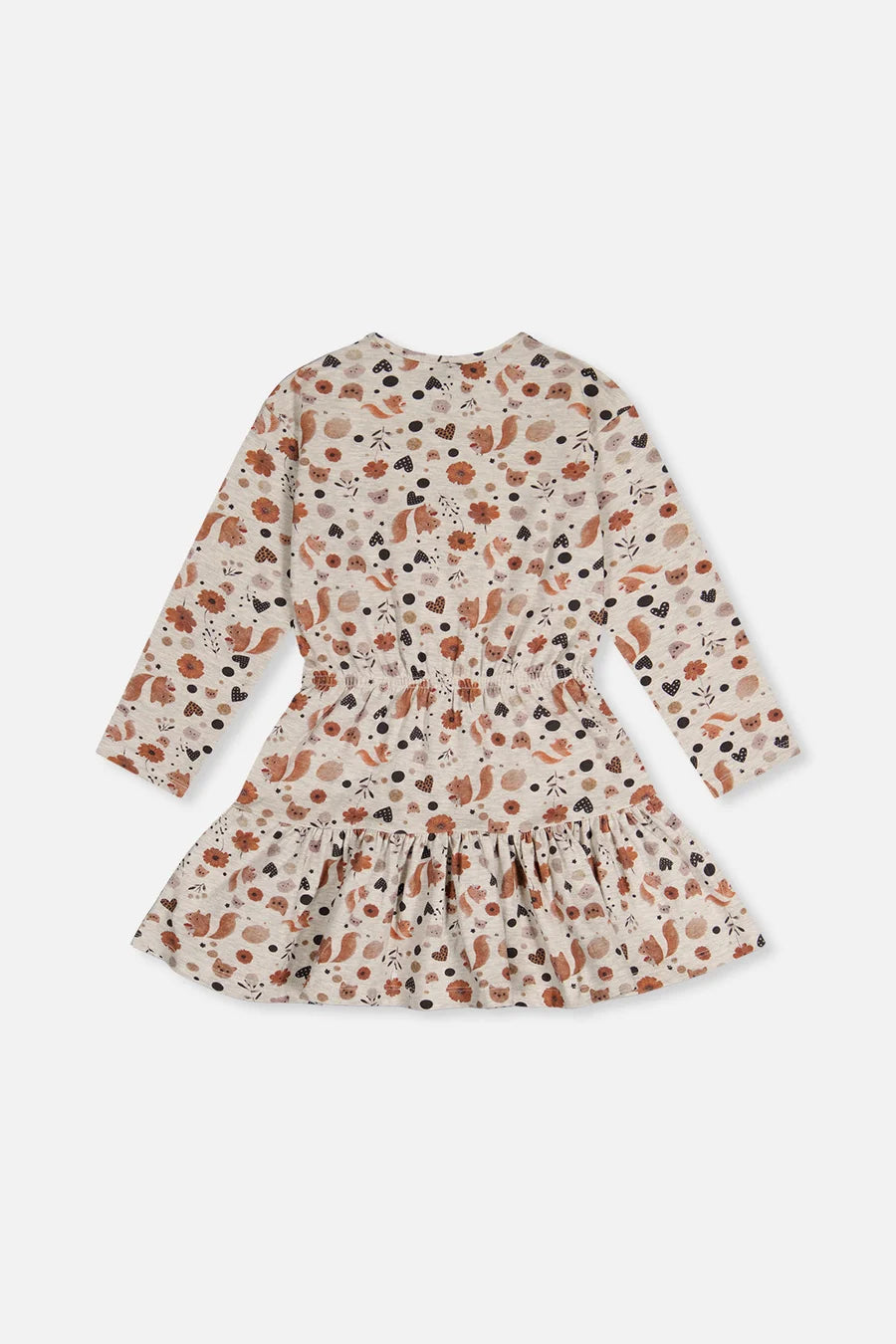 Robe beige imprimé écureuils en coton biologique