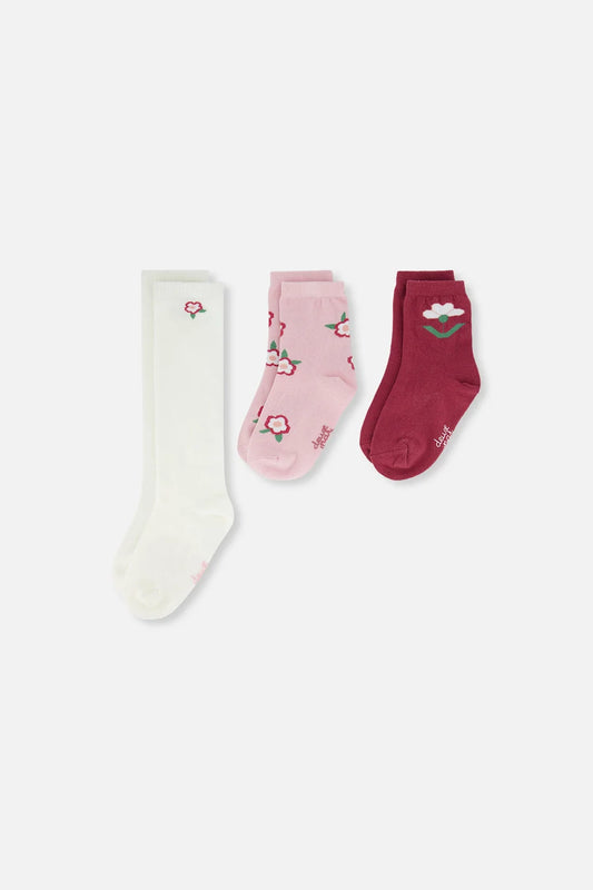 Chaussettes blanc cassé et rose