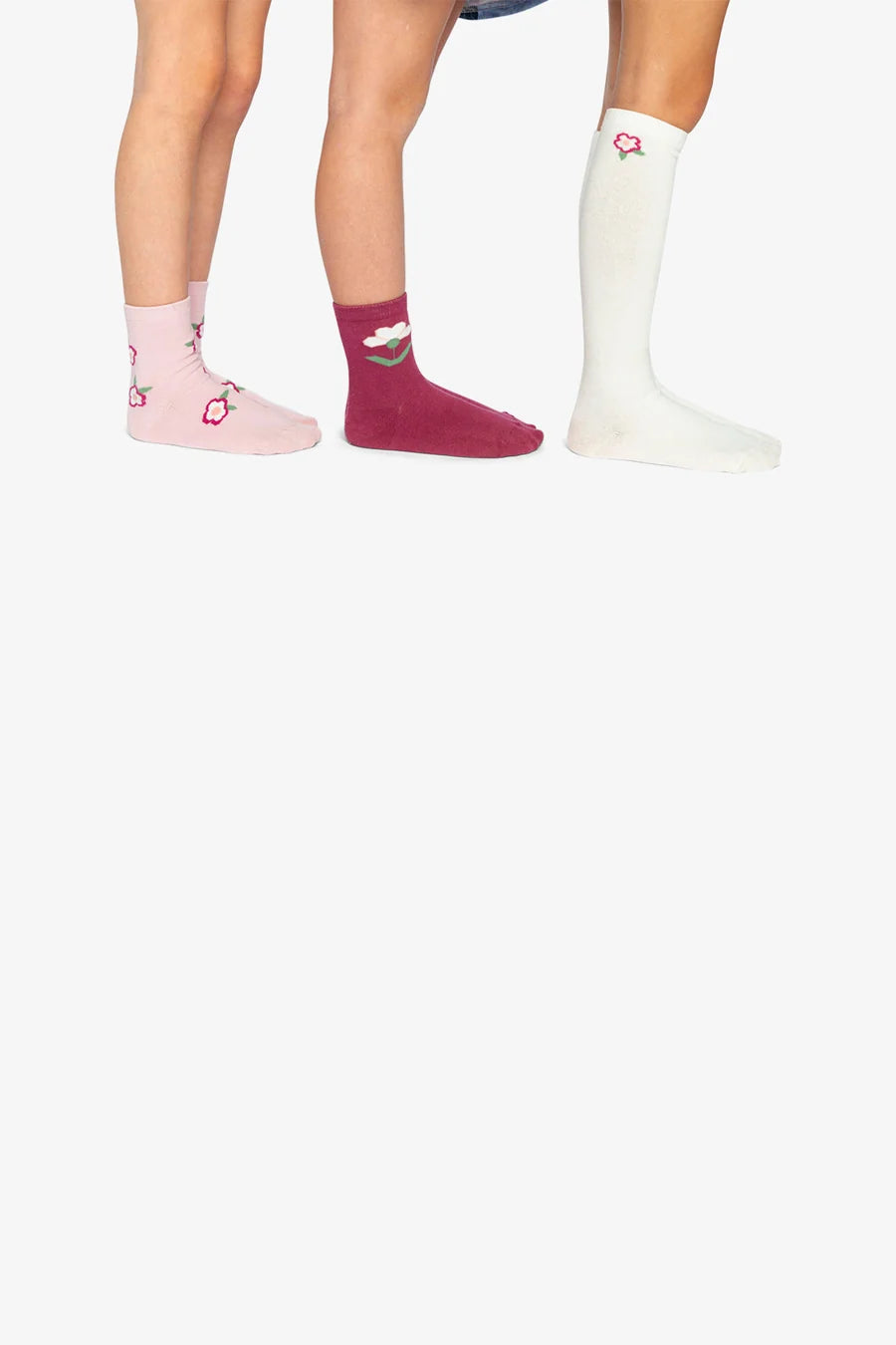 Chaussettes blanc cassé et rose