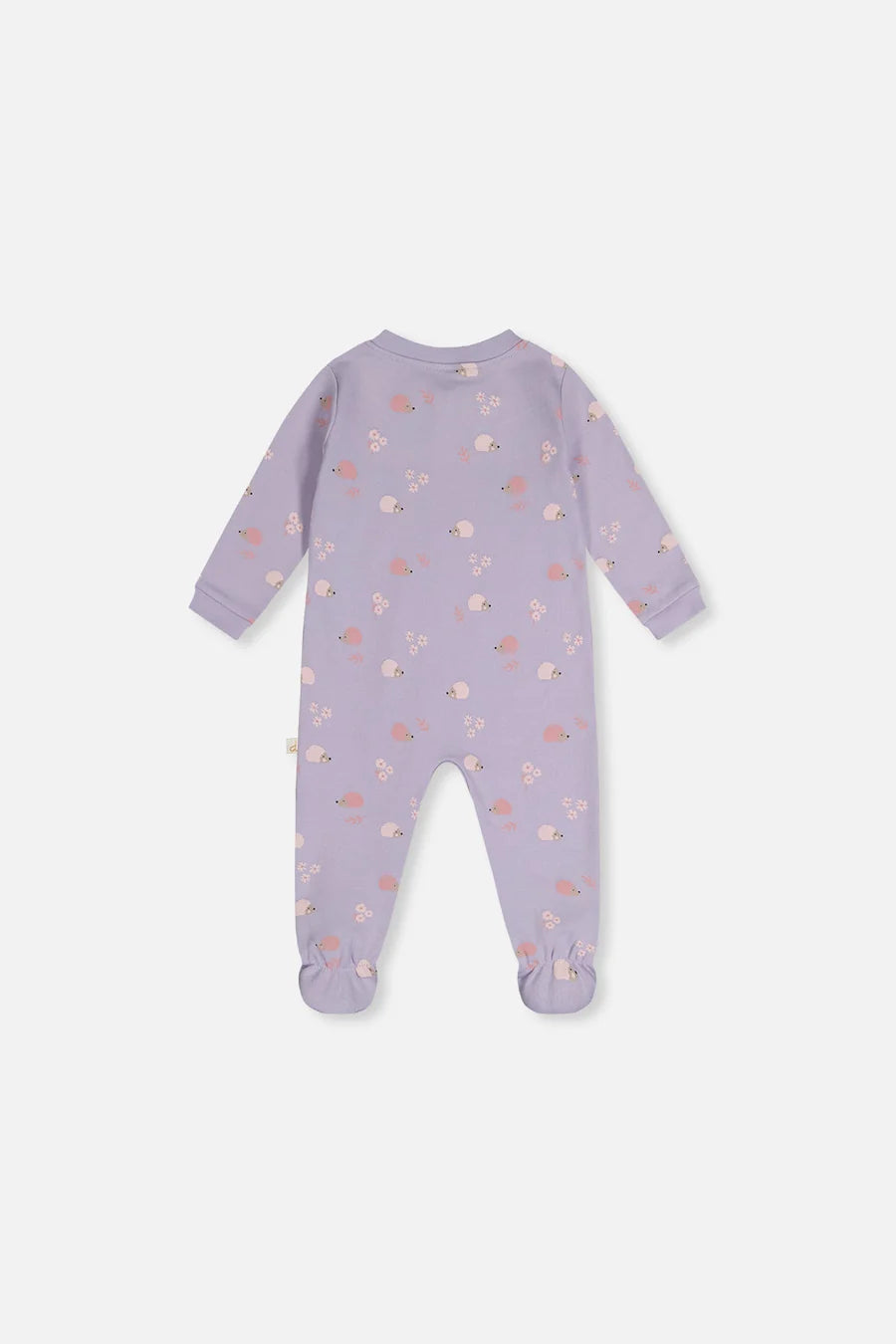 Pyjama une pièce en coton biologique violet imprimé hérisson pour bébé