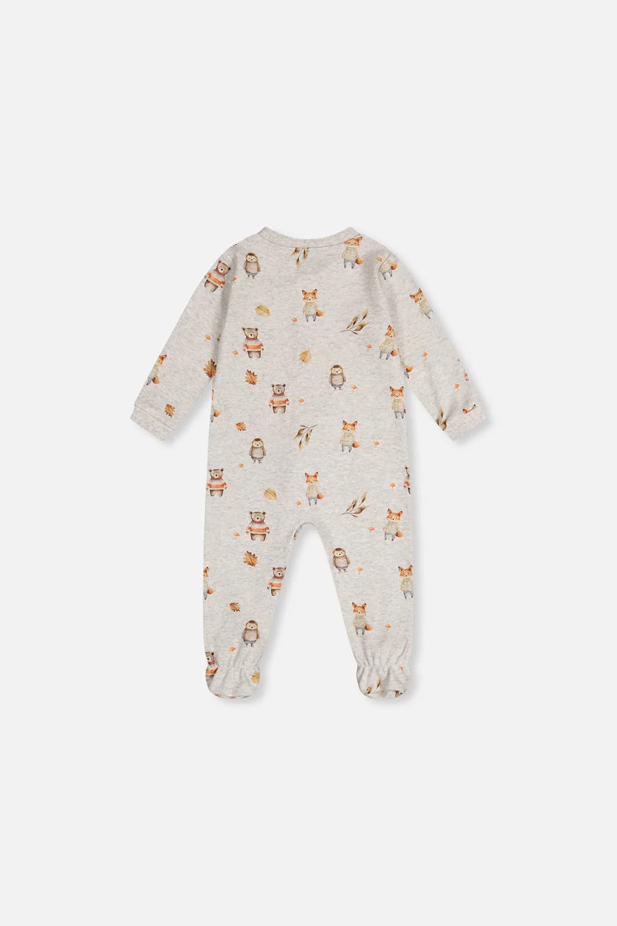 Pyjama une pièce en coton biologique beige imprimé animaux pour bébé