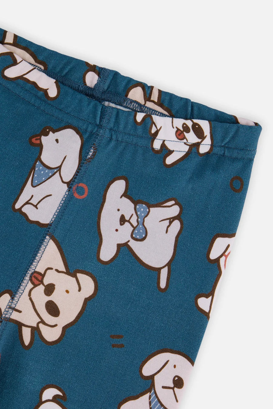 Pyjama deux pièces en coton biologique turquoise imprimé chiens