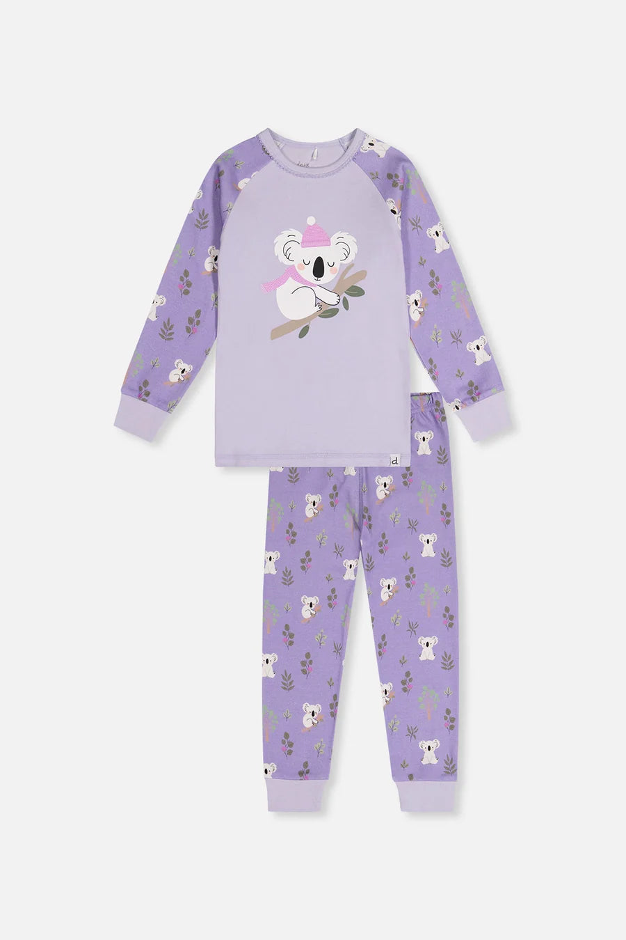 Pyjama deux pièces en coton biologique violet imprimé koalas