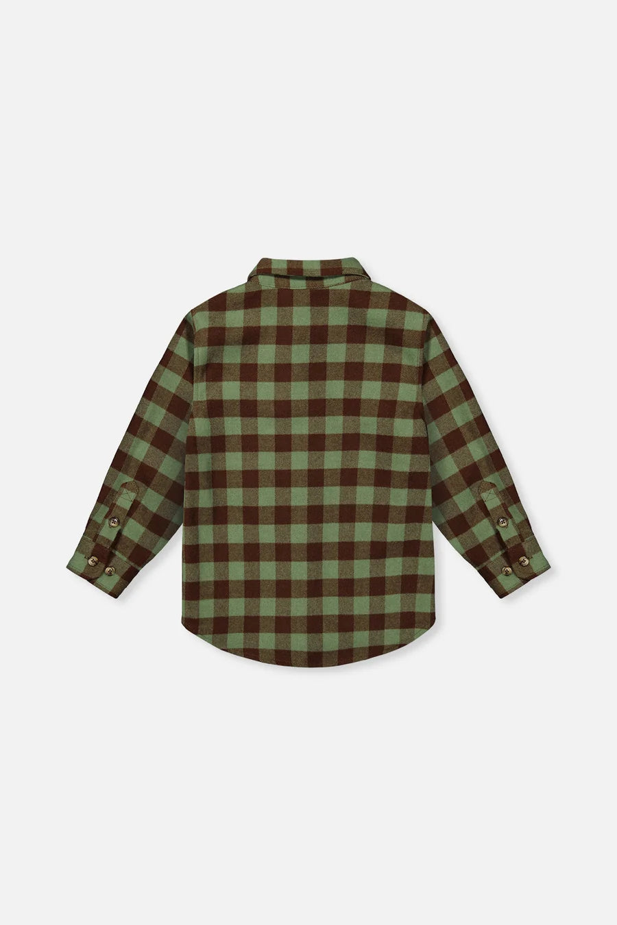 Chemise en flanelle brossée carreaux vert et brun