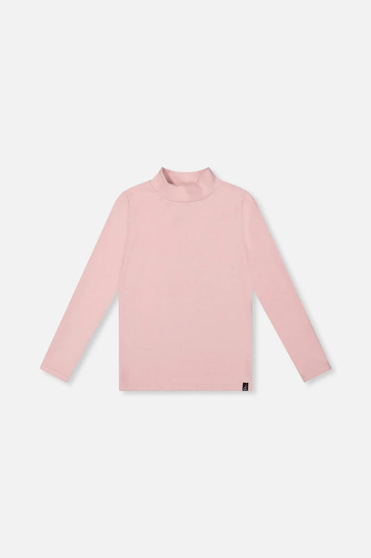 Haut col roulé en rib doux vieux rose pâle
