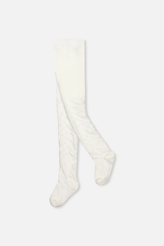 Collants en tricot texturé blanc cassé