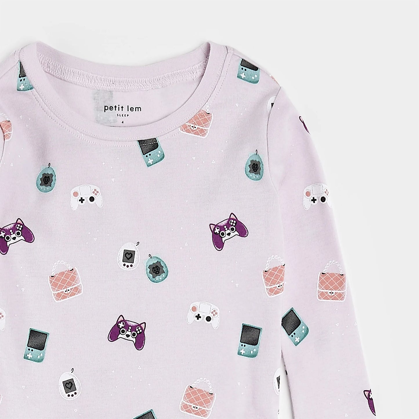 Ensemble de pyjama côtelés mauve imprimé "Gamer Girl"