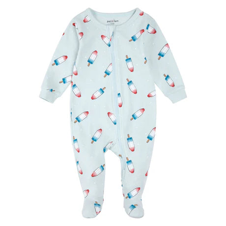 Pyjama une pèce bleu pale imprimé sucettes glacées (Petit Lem)