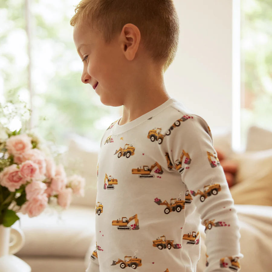 Ensemble de pyjama côtelé gris à imprimé de camion de la Saint-Valentin