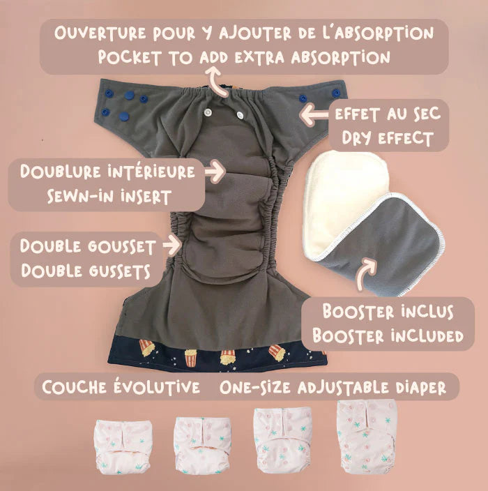 Couche a poche LPO ECO, 1 insert, Tout-en-un 10-35 lb