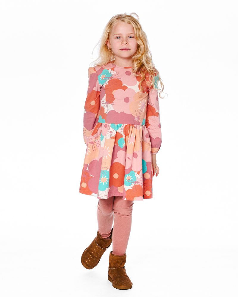 Robe avec fleurs corail en coton biologique