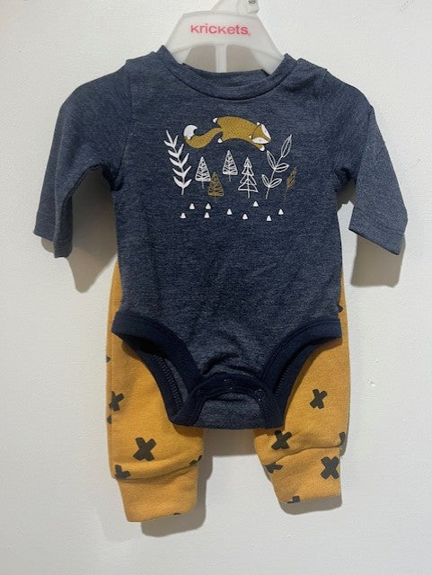 Ensemble 2 pièces cache couche manche longue renard et pantalon