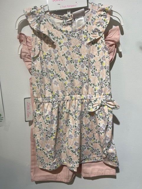 Ensemble de 2 jumpers manche courte rose avec fleurs