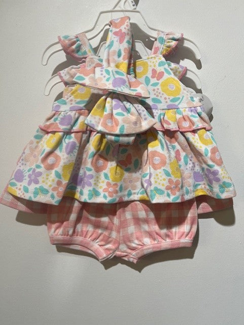 ensemble 5 mcx 2 top robe, 2 bloomer, 1 bandeau (à carreau et fleurs)