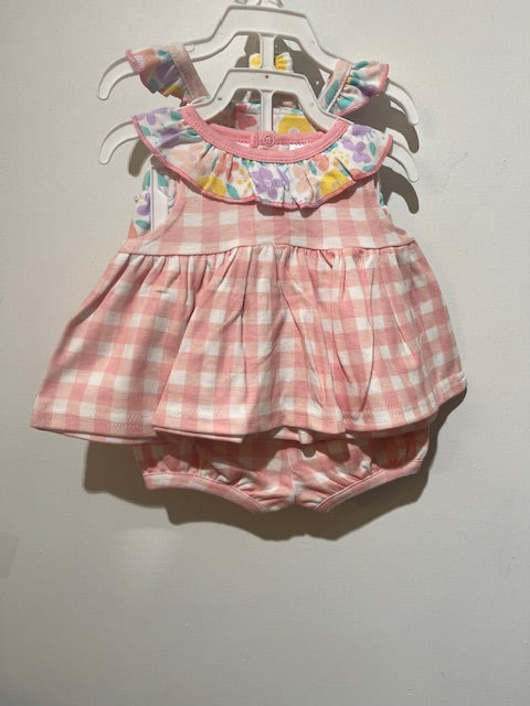 ensemble 5 mcx 2 top robe, 2 bloomer, 1 bandeau (à carreau et fleurs)