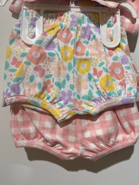 ensemble 5 mcx 2 top robe, 2 bloomer, 1 bandeau (à carreau et fleurs)