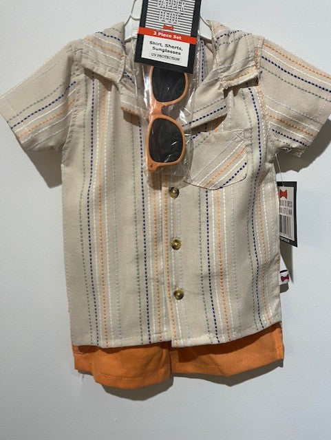 Ensemble 2mcx chemise et short plus lunettes de soleil (beige, orange)